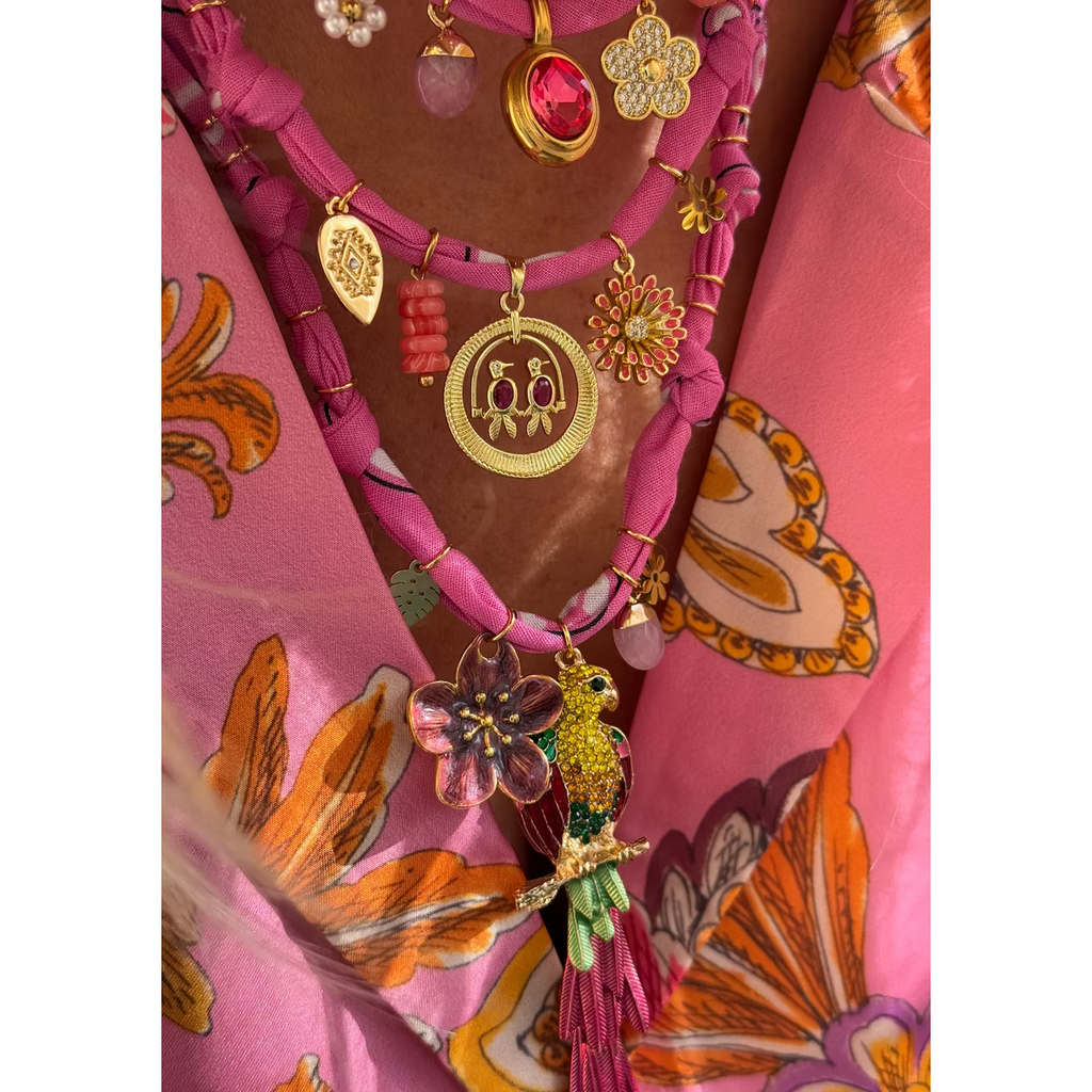 Collier Colombiana Perroquet Rose