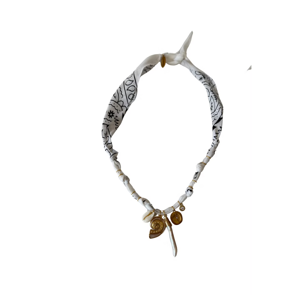Collier Golden Fluo Baton Nacre Blanc