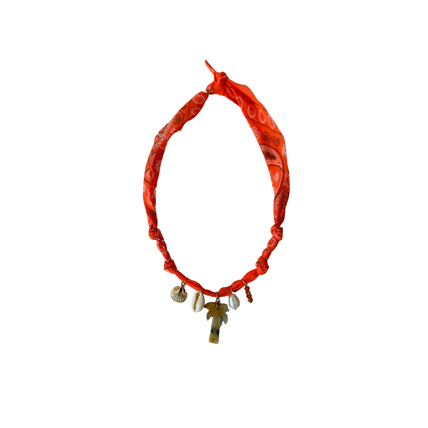 Collier Golden Fluo Palmier Orange Fluo