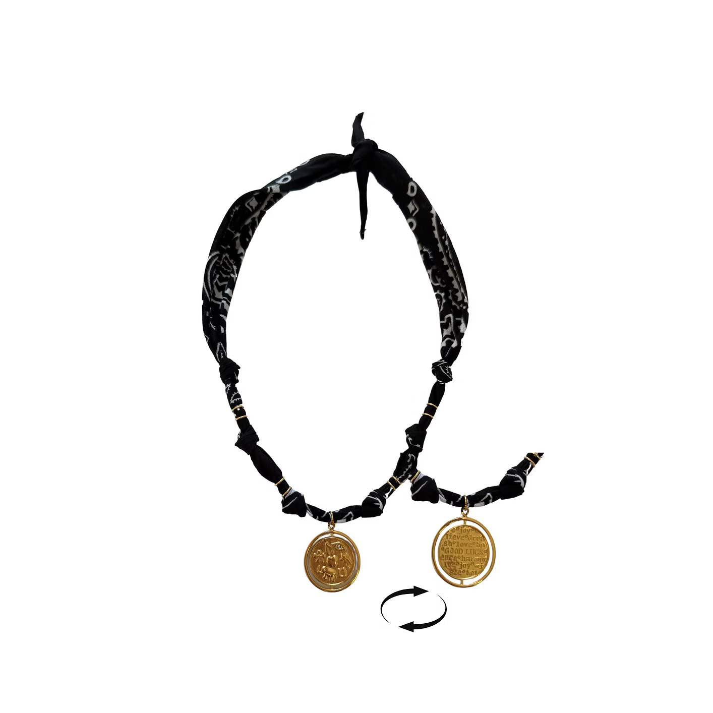 Collier Vegas Members Médaille Réversible Noir
