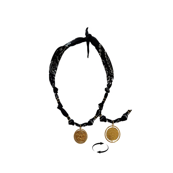 Collier Vegas Members Médaille Réversible Noir