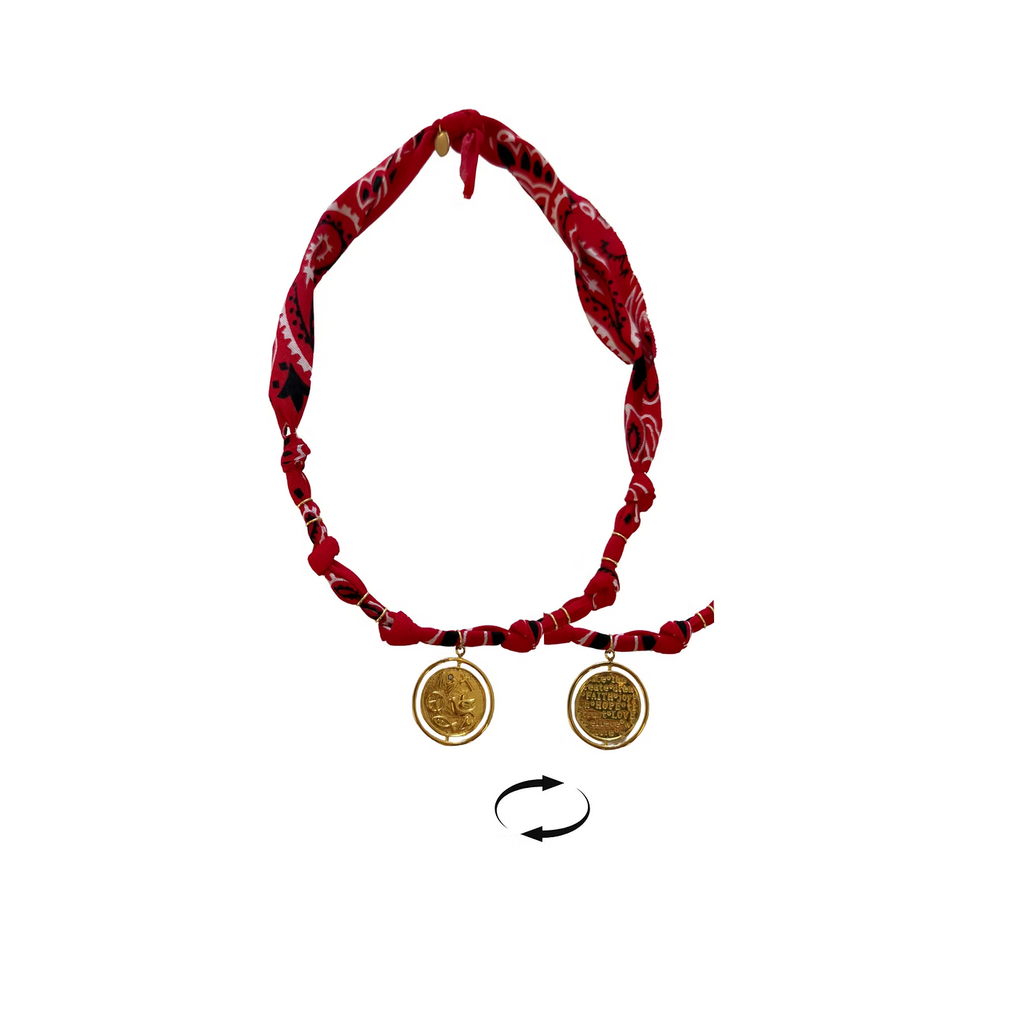 Collier Vegas Members Médaille Réversible Rouge