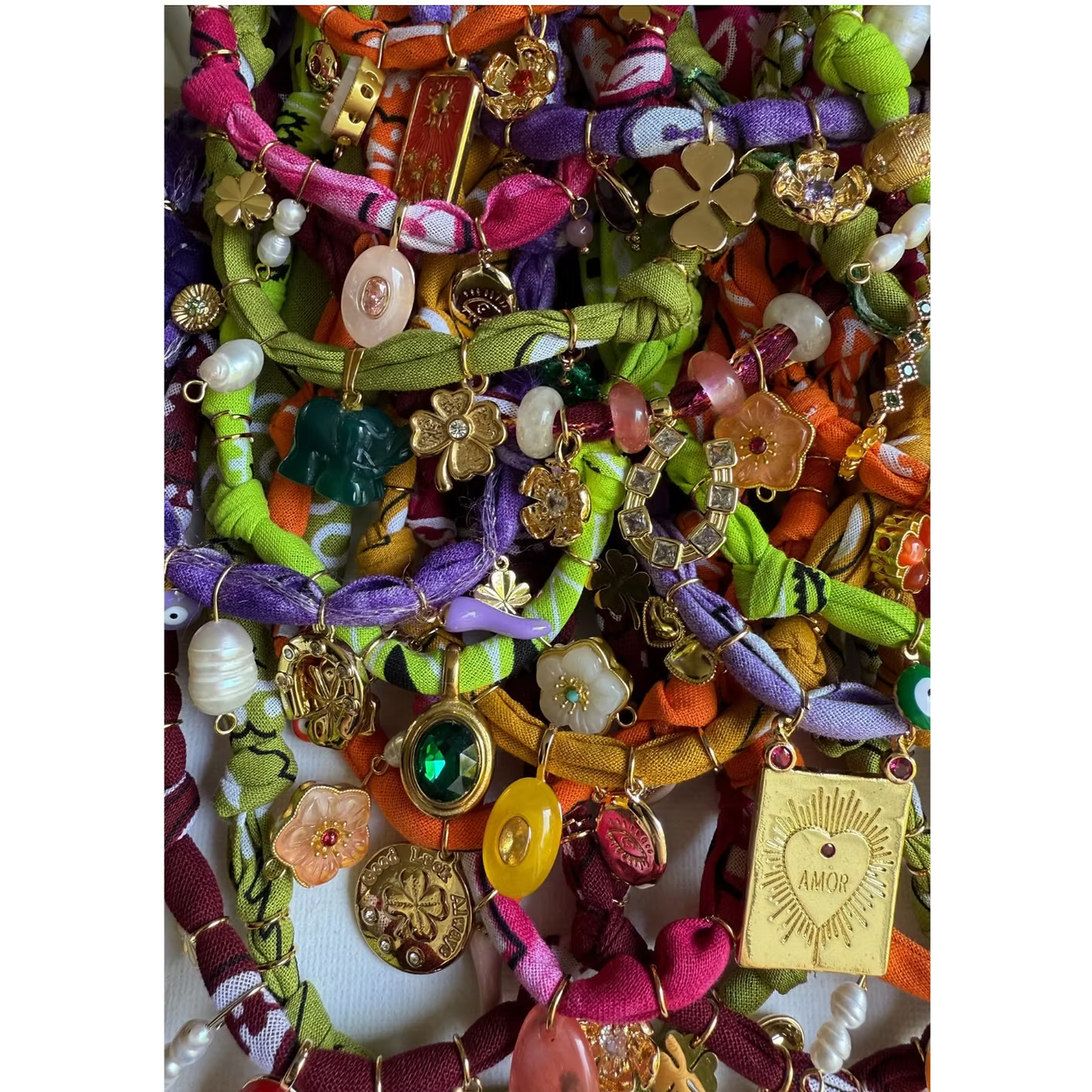 Collier « Varanasi » Trefle Vert Anis