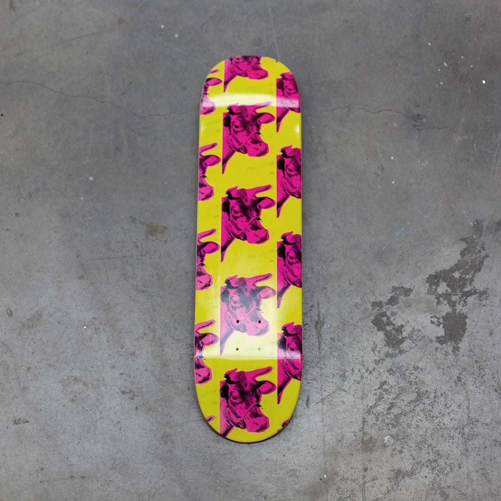 Andy warhol cow pink yellow solo skate deck bottom by THE SKATEROOM