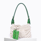 Sac Cream Macramé Vert & Naturel