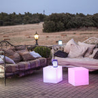 Cube lumineux tabouret sans fil LED multicolore dimmable CARRY 40cm avec télécommande et socle à induction - REDDECO.com