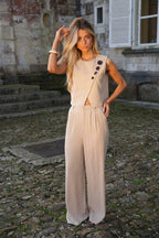 Top Boutonné Amanda - Taupe