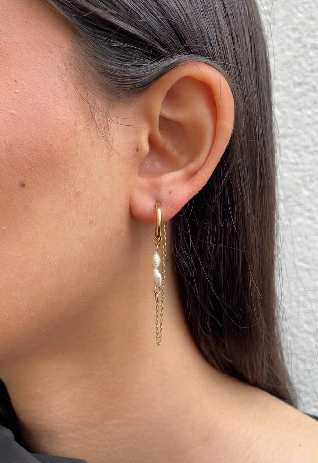 Boucles D'Oreilles Double Pearl