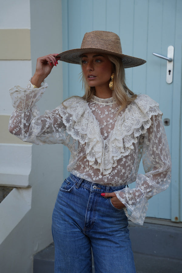 Blouse Brodée Milko - Beige