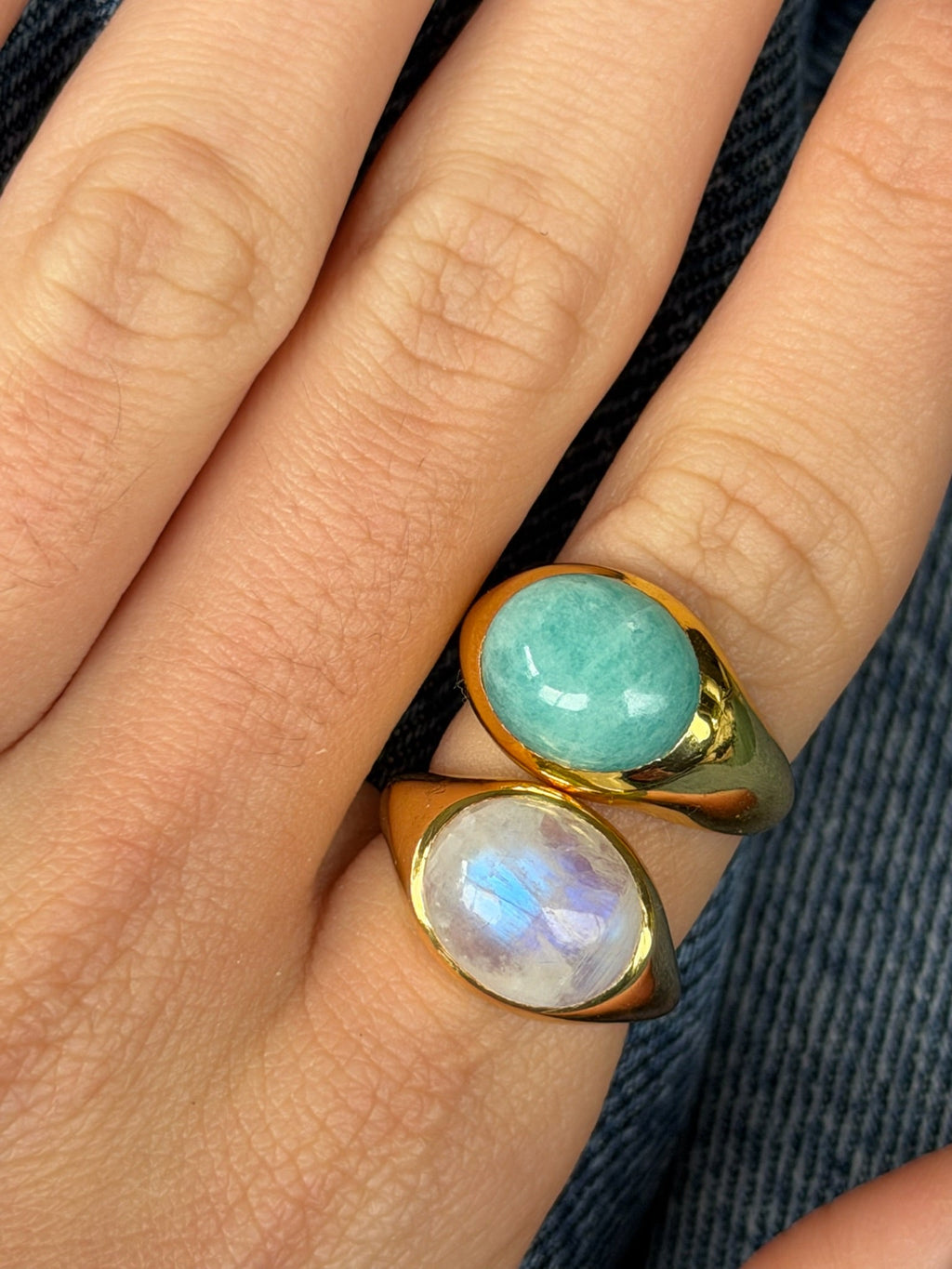 Bague Big Amazonita