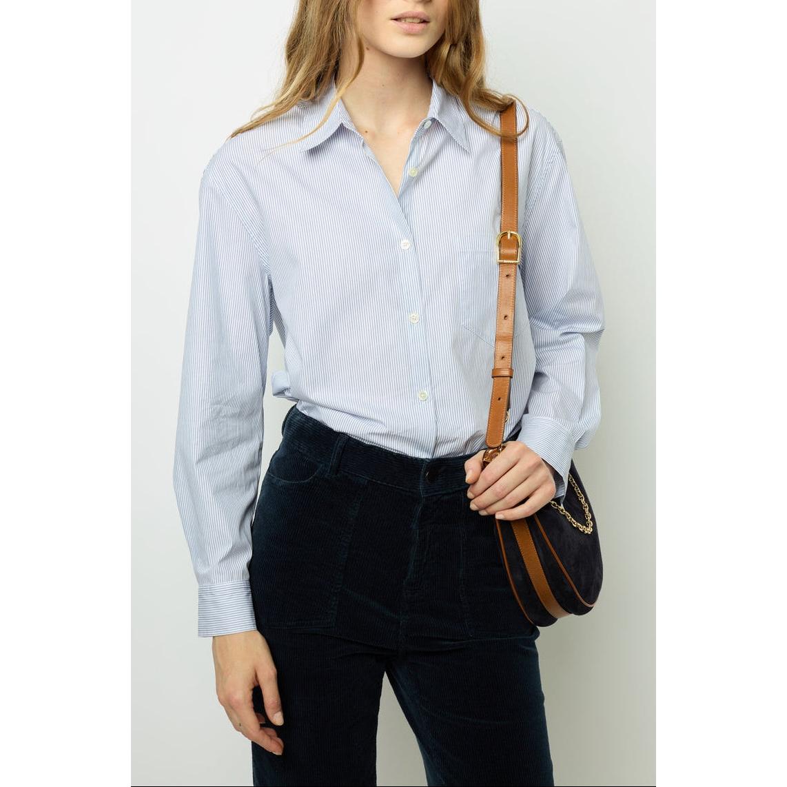 Chemisier - Top Blanche - Bleu Ocean