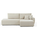 Danilo - Canapé D'Angle Droit Ouvert Convertible 4 Places - Velours Côtelé Beige