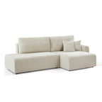 Danilo - Canapé D'Angle Droit Ouvert Convertible 4 Places - Velours Côtelé Beige