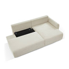 Danilo - Canapé D'Angle Droit Ouvert Convertible 4 Places - Velours Côtelé Beige