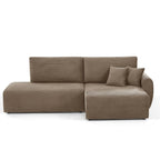Danilo - Canapé D'Angle Droit Ouvert Convertible 4 Places - Velours Côtelé Taupe