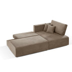 Danilo - Canapé D'Angle Droit Ouvert Convertible 4 Places - Velours Côtelé Taupe