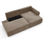 Danilo - Canapé D'Angle Droit Ouvert Convertible 4 Places - Velours Côtelé Taupe
