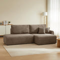 Danilo - Canapé D'Angle Droit Ouvert Convertible 4 Places - Velours Côtelé Taupe