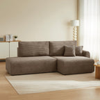 Danilo - Canapé D'Angle Droit Ouvert Convertible 4 Places - Velours Côtelé Taupe