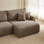 Danilo - Canapé D'Angle Droit Ouvert Convertible 4 Places - Velours Côtelé Taupe