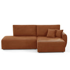 Danilo - Canapé D'Angle Droit Ouvert Convertible 4 Places - Velours Côtelé Terracotta