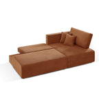 Danilo - Canapé D'Angle Droit Ouvert Convertible 4 Places - Velours Côtelé Terracotta