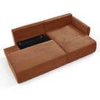 Danilo - Canapé D'Angle Droit Ouvert Convertible 4 Places - Velours Côtelé Terracotta
