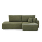 Danilo - Canapé D'Angle Droit Ouvert Convertible 4 Places - Velours Côtelé Vert