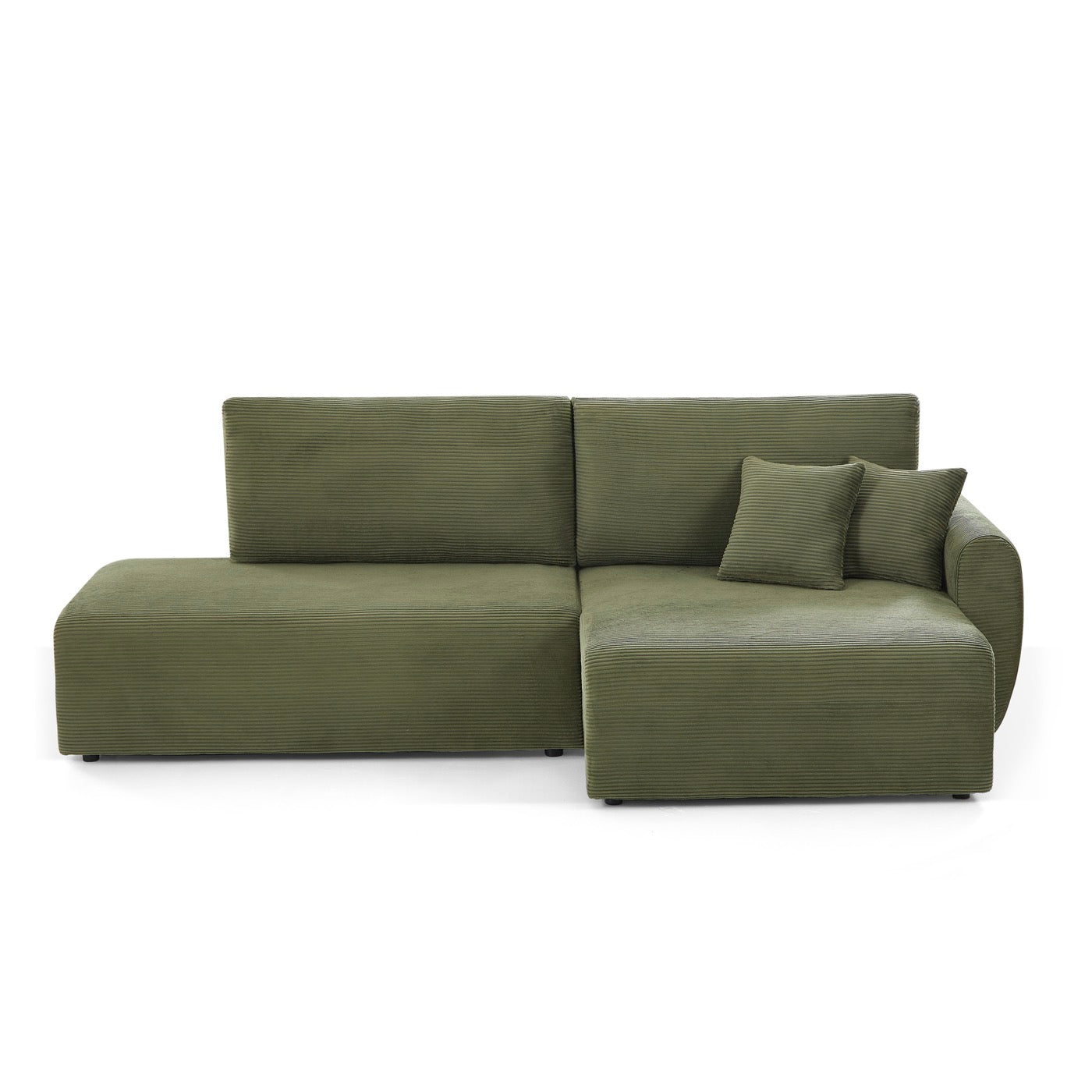 Danilo - Canapé D'Angle Droit Ouvert Convertible 4 Places - Velours Côtelé Vert