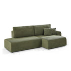 Danilo - Canapé D'Angle Droit Ouvert Convertible 4 Places - Velours Côtelé Vert