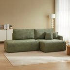 Danilo - Canapé D'Angle Droit Ouvert Convertible 4 Places - Velours Côtelé Vert