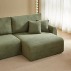 Danilo - Canapé D'Angle Droit Ouvert Convertible 4 Places - Velours Côtelé Vert