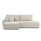 Danilo - Canapé D'Angle Gauche Ouvert Convertible 4 Places - Velours Côtelé Beige