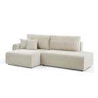 Danilo - Canapé D'Angle Gauche Ouvert Convertible 4 Places - Velours Côtelé Beige