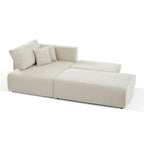 Danilo - Canapé D'Angle Gauche Ouvert Convertible 4 Places - Velours Côtelé Beige
