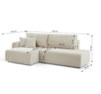 Danilo - Canapé D'Angle Gauche Ouvert Convertible 4 Places - Velours Côtelé Beige