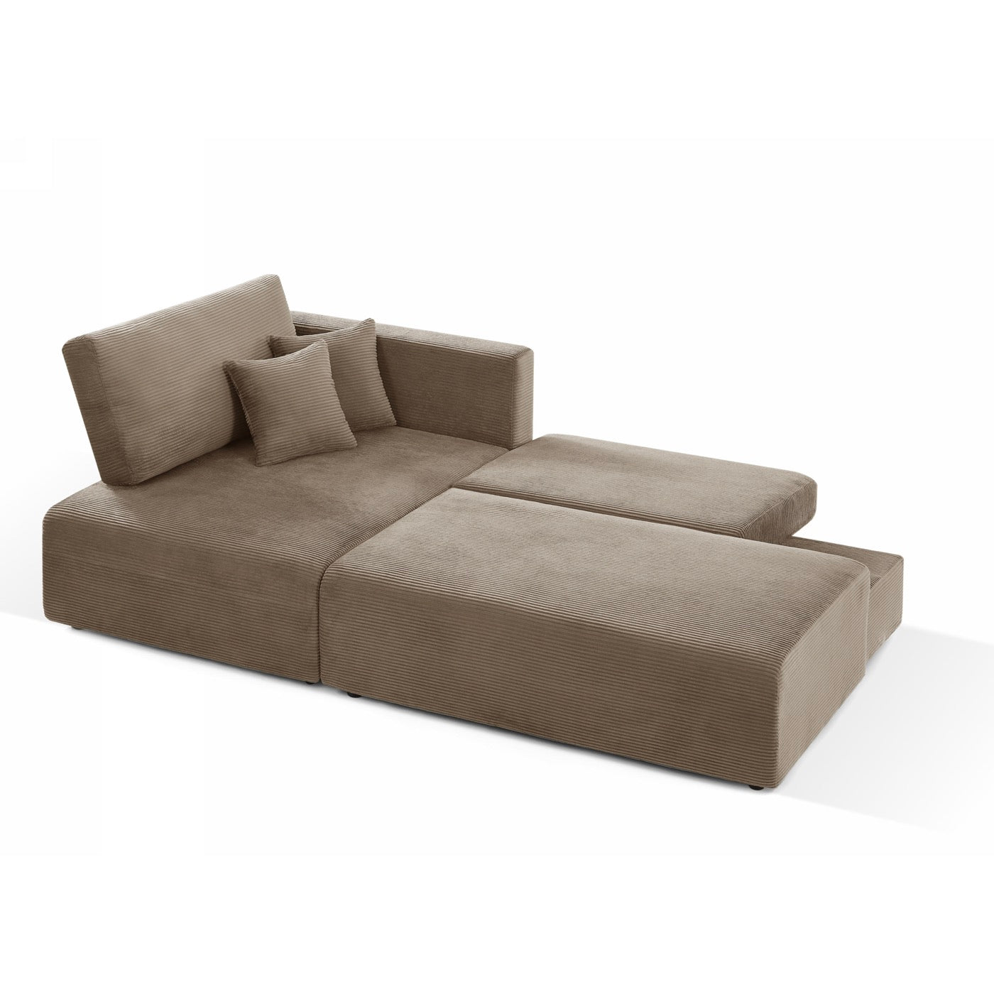 Danilo - Canapé D'Angle Gauche Ouvert Convertible 4 Places - Velours Côtelé Taupe
