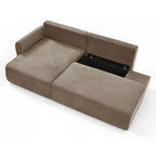 Danilo - Canapé D'Angle Gauche Ouvert Convertible 4 Places - Velours Côtelé Taupe