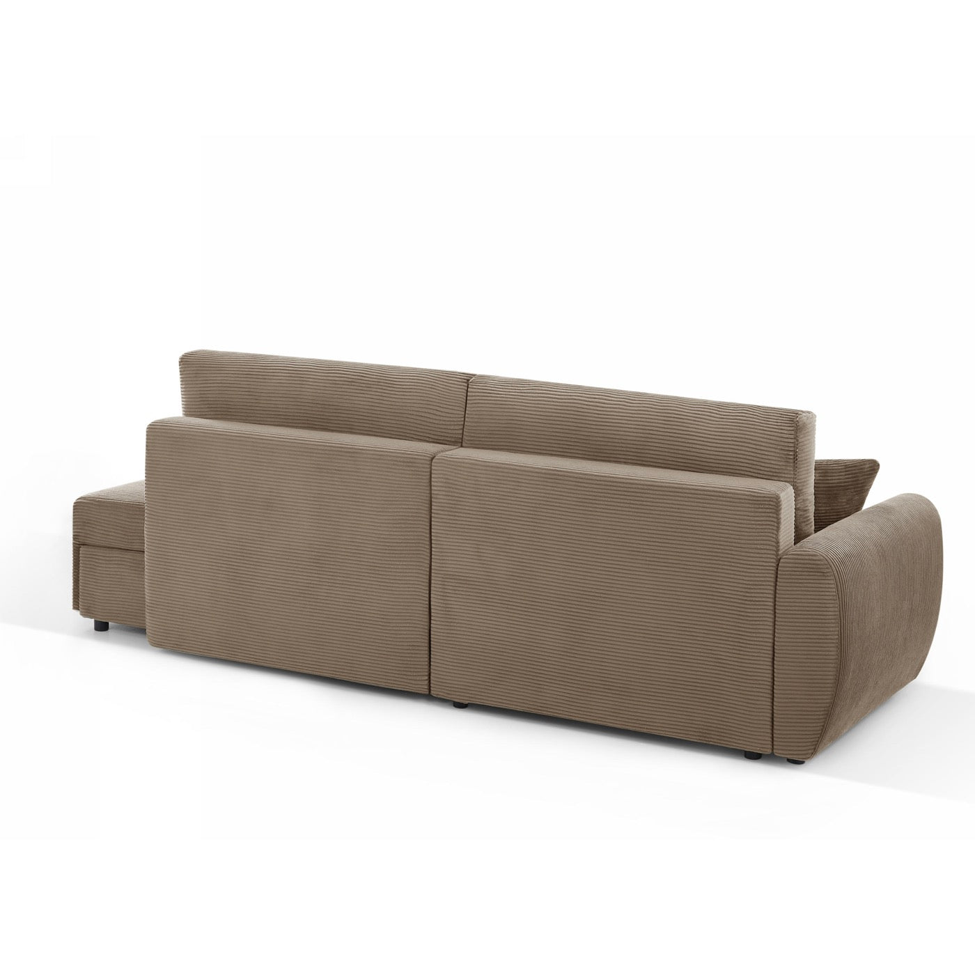 Danilo - Canapé D'Angle Gauche Ouvert Convertible 4 Places - Velours Côtelé Taupe