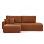 Danilo - Canapé D'Angle Gauche Ouvert Convertible 4 Places - Velours Côtelé Terracotta