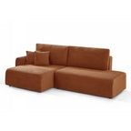 Danilo - Canapé D'Angle Gauche Ouvert Convertible 4 Places - Velours Côtelé Terracotta