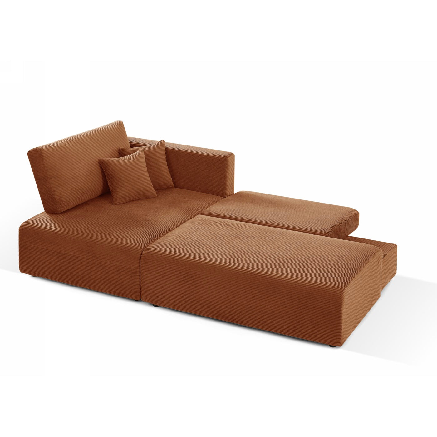 Danilo - Canapé D'Angle Gauche Ouvert Convertible 4 Places - Velours Côtelé Terracotta