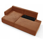 Danilo - Canapé D'Angle Gauche Ouvert Convertible 4 Places - Velours Côtelé Terracotta