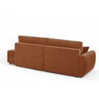 Danilo - Canapé D'Angle Gauche Ouvert Convertible 4 Places - Velours Côtelé Terracotta