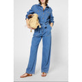 Pantalon - Combi - Short Flore - Bleu Ciel