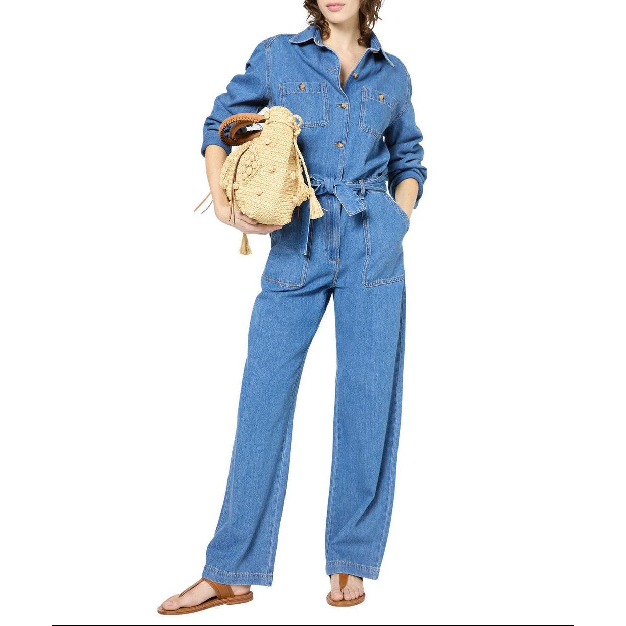 Pantalon - Combi - Short Flore - Bleu Ciel