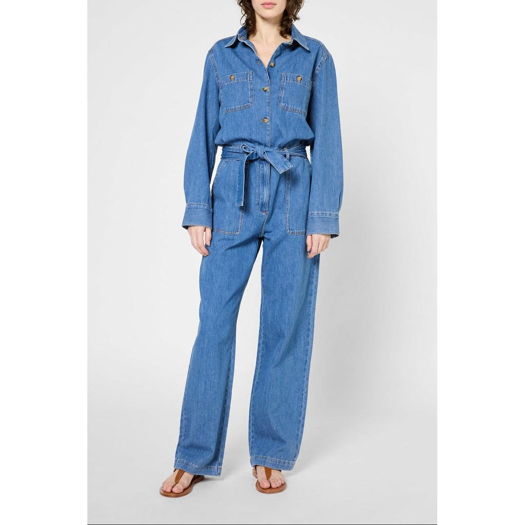 Pantalon - Combi - Short Flore - Bleu Ciel