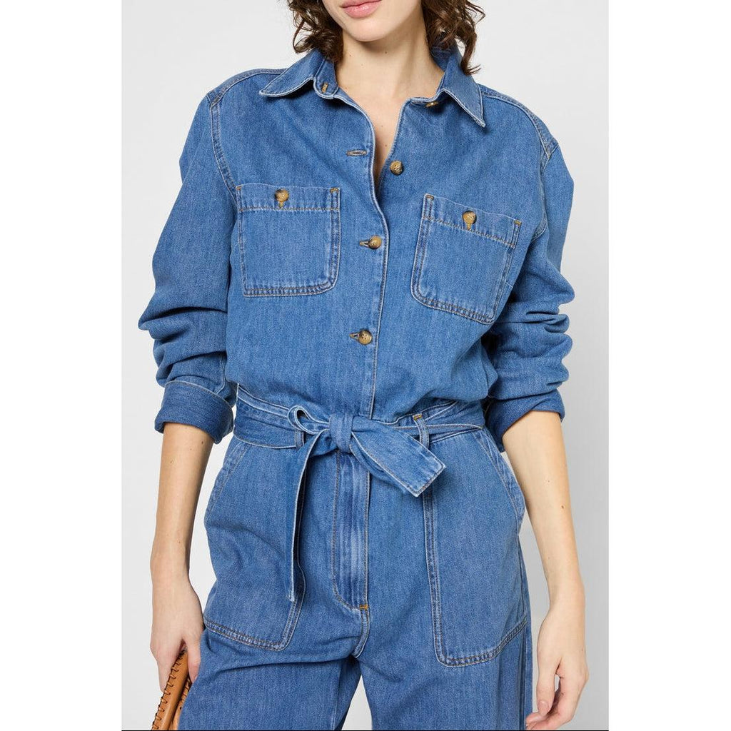 Pantalon - Combi - Short Flore - Bleu Ciel