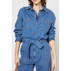 Pantalon - Combi - Short Flore - Bleu Ciel