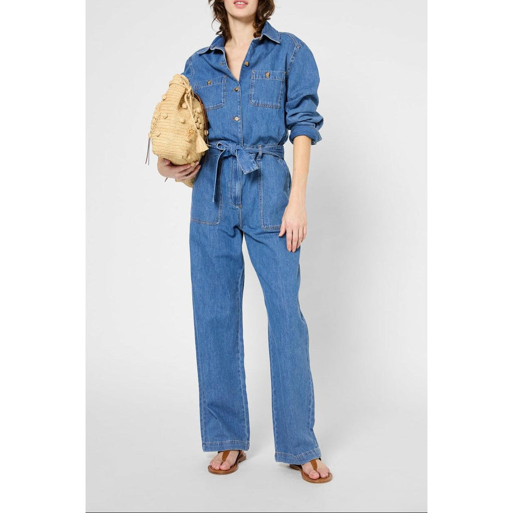Pantalon - Combi - Short Flore - Bleu Ciel